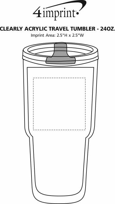 Imprint Area of Clearly Acrylic Travel Tumbler - 24 oz.