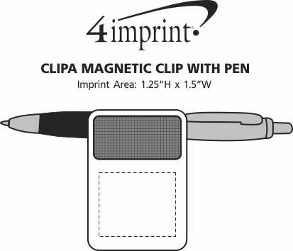 Imprint Area of Clipa Magnetic Clip with Pen
