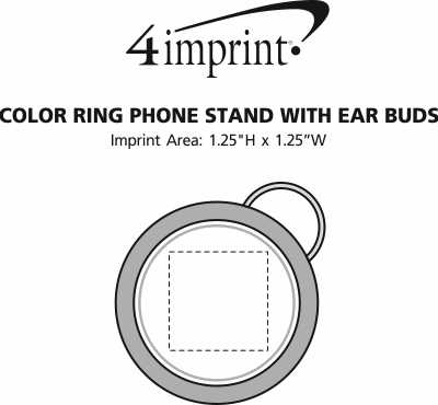 Imprint Area of Color Ring Phone Stand with Ear Buds