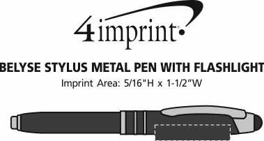 Imprint Area of Belyse Stylus Metal Pen with Flashlight