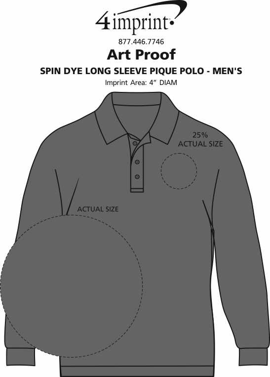 Imprint Area of Spin Dye Long Sleeve Pique Polo - Men's