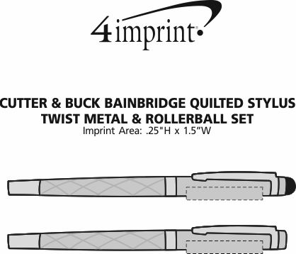 Imprint Area of Cutter & Buck Bainbridge Quilted Stylus Twist Metal Pen & Rollerball Pen Set