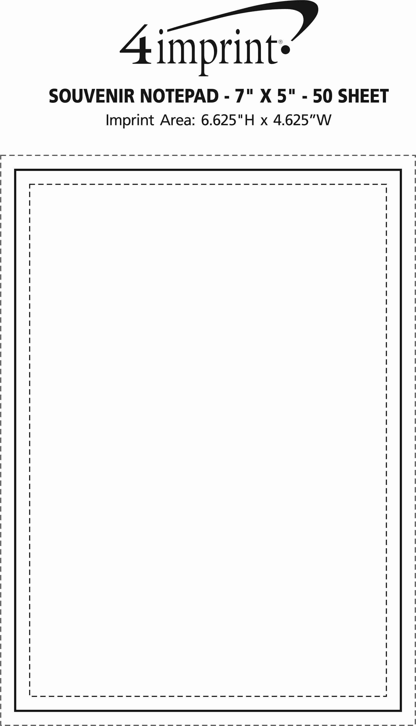 Imprint Area of Souvenir Notepad - 7" x 5" - 50 Sheet