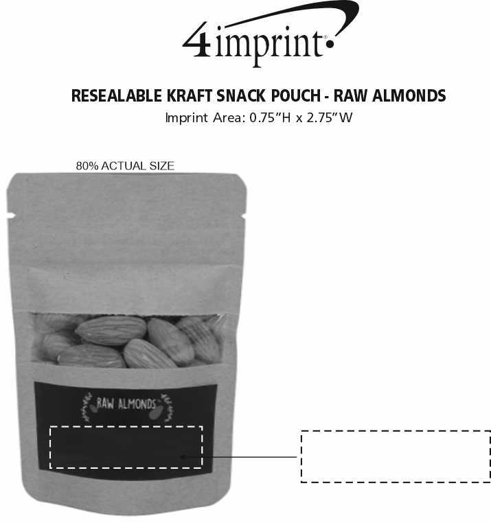 Imprint Area of Resealable Kraft Snack Pouch - Raw Almonds