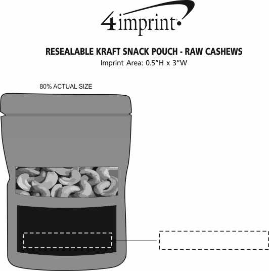 Imprint Area of Resealable Kraft Snack Pouch - Raw Cashews