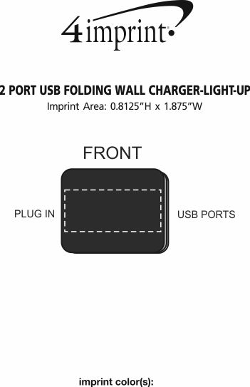 Imprint Area of 2 Port USB Folding Wall Charger - Light-Up Logo