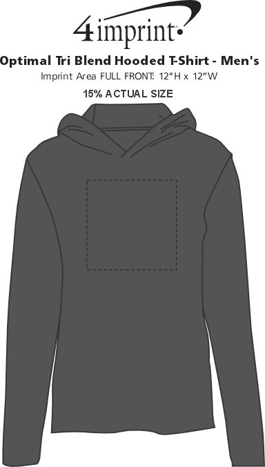 Imprint Area of Optimal Tri-Blend Hooded T-Shirt - Men's