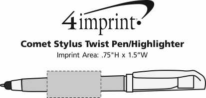 Imprint Area of Comet Stylus Twist Pen/Highlighter