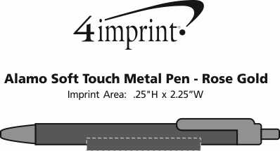Imprint Area of Alamo Soft Touch Metal Pen - Rose Gold