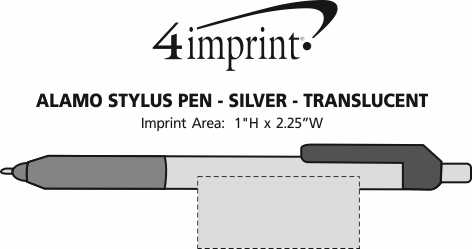 Imprint Area of Alamo Stylus Pen - Silver - Translucent