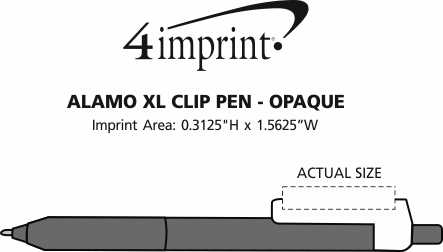 Imprint Area of Alamo XL Clip Pen - Opaque