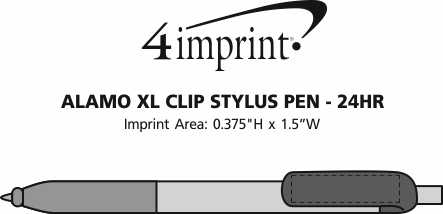 Imprint Area of Alamo XL Clip Stylus Pen - 24 hr
