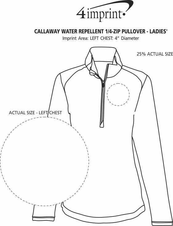 Imprint Area of Callaway Water Repellent 1/4-Zip Pullover - Ladies'