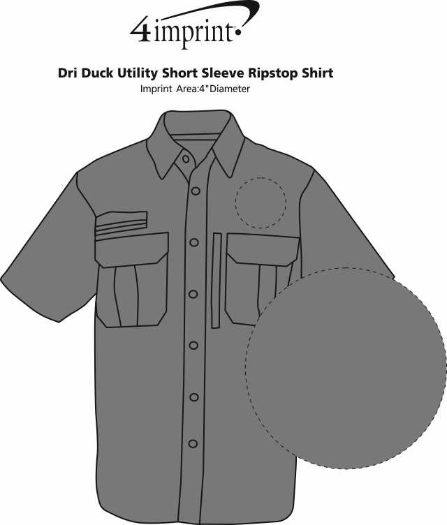 Imprint Area of DRI DUCK Utility Short Sleeve Ripstop Shirt