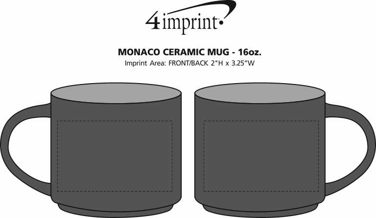 Imprint Area of Monaco Ceramic Mug - 16 oz.