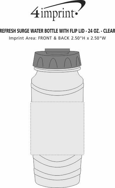Imprint Area of Refresh Surge Water Bottle with Flip Lid - 24 oz. - Clear