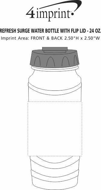 Imprint Area of Refresh Surge Water Bottle with Flip Lid - 24 oz.