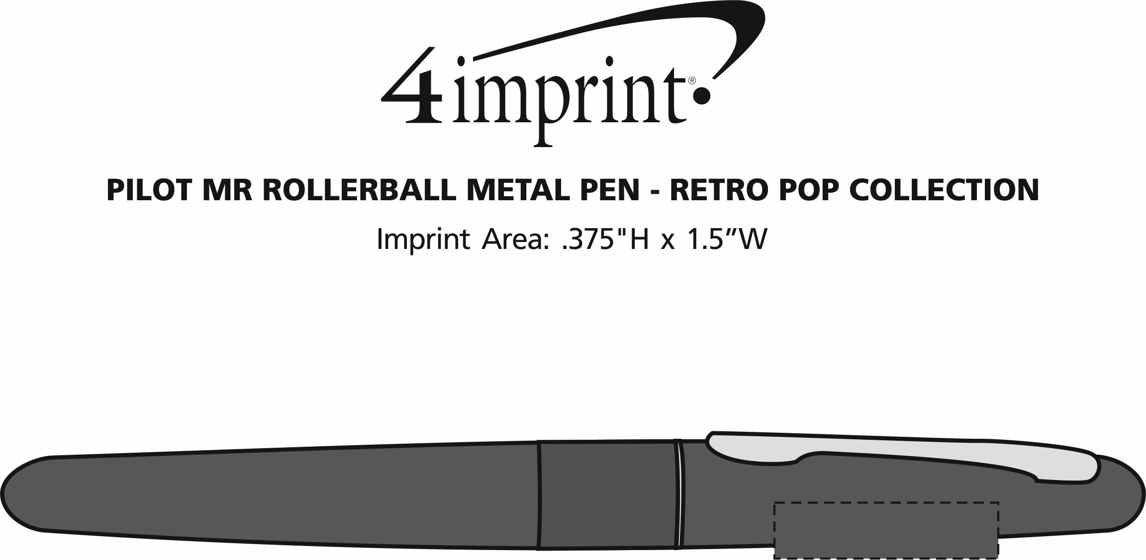 Imprint Area of Pilot MR Rollerball Metal Pen - Retro Pop Collection