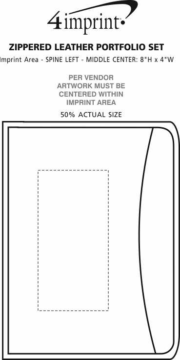 Imprint Area of Zippered Leather Portfolio Set