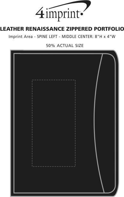 Imprint Area of Zippered Portfolio - Leather