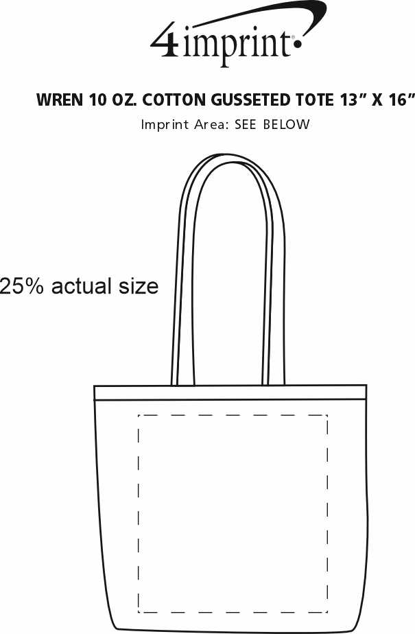 Imprint Area of Wren 10 oz. Cotton Gusseted Tote - 13" x 16"
