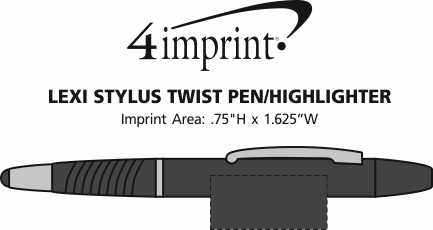 Imprint Area of Lexi Stylus Twist Pen/Highlighter