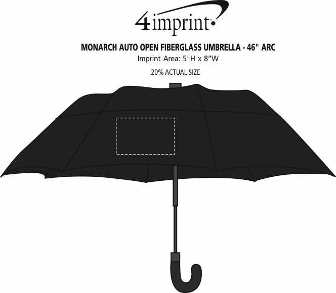 Imprint Area of Monarch Auto Open Fiberglass Umbrella - 46" Arc