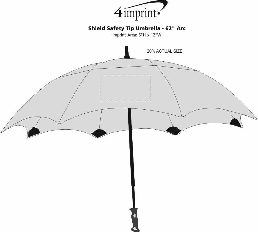 Imprint Area of Shield Safety Tip Umbrella - 62" Arc