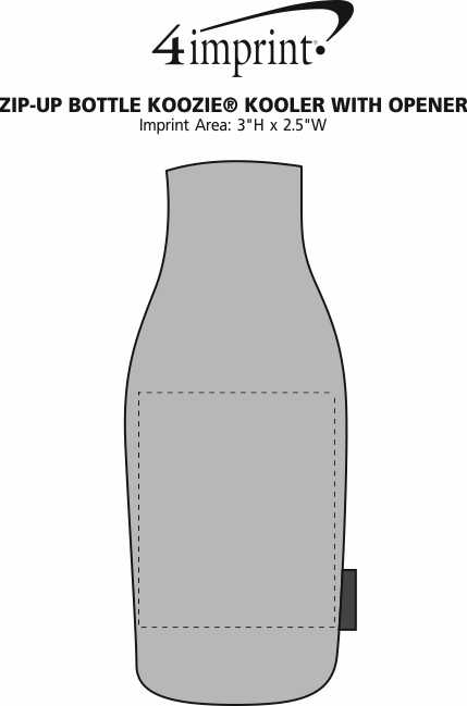 Imprint Area of Zip-up Bottle Koozie® Kooler with Opener