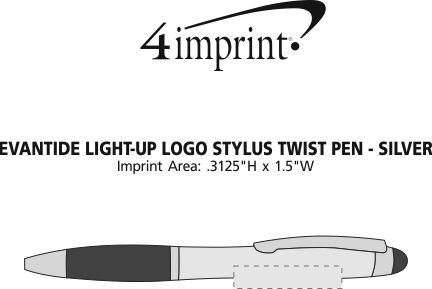 Imprint Area of Evantide Light-Up Logo Stylus Twist Pen - Silver