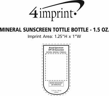 Imprint Area of Mineral Sunscreen Tottle Bottle - 1.5 oz.