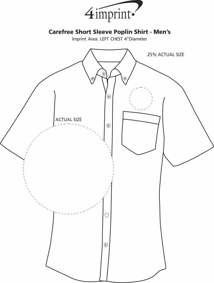 Imprint Area of Carefree Short Sleeve Poplin Shirt - Men's