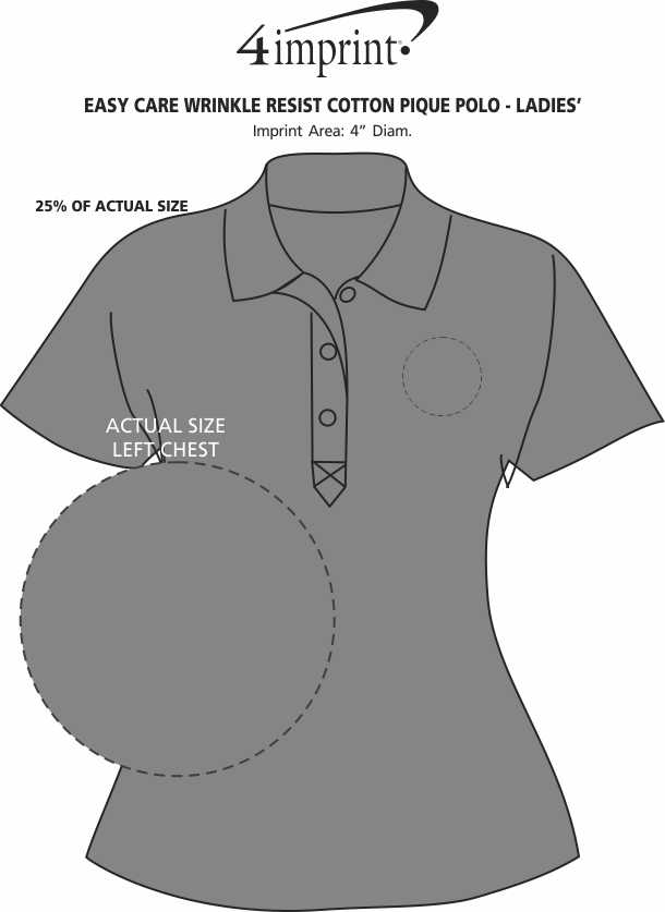 Imprint Area of Easy Care Wrinkle Resist Cotton Pique Polo - Ladies'