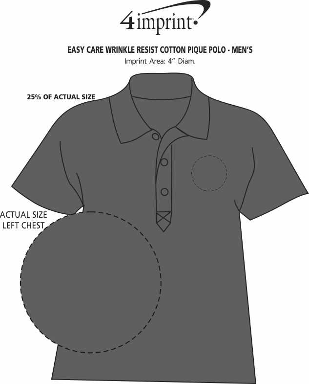 Imprint Area of Easy Care Wrinkle Resist Cotton Pique Polo - Men's