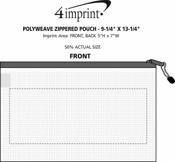 Imprint Area of PolyWeave Zippered Pouch - 9-1/4" x 13-1/4"