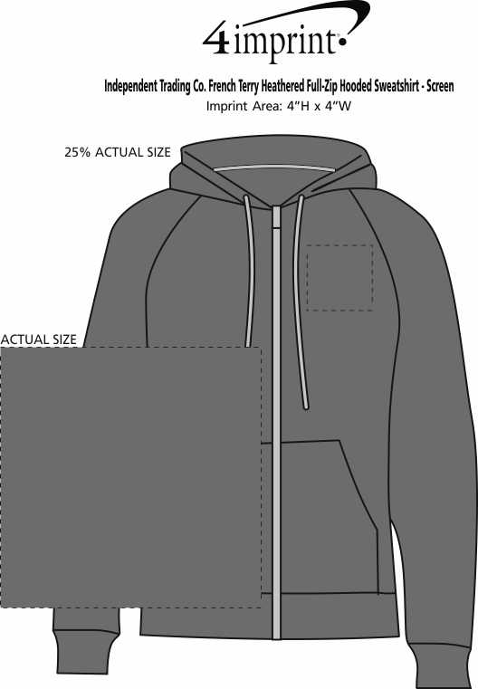 Imprint Area of Independent Trading Co. French Terry Heathered Full-Zip Hooded Sweatshirt - Screen