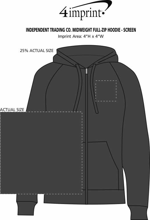 Imprint Area of Independent Trading Co. Midweight Full-Zip Hoodie - Screen