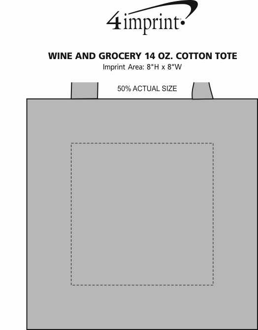 Imprint Area of Wine and Grocery 14 oz. Cotton Tote