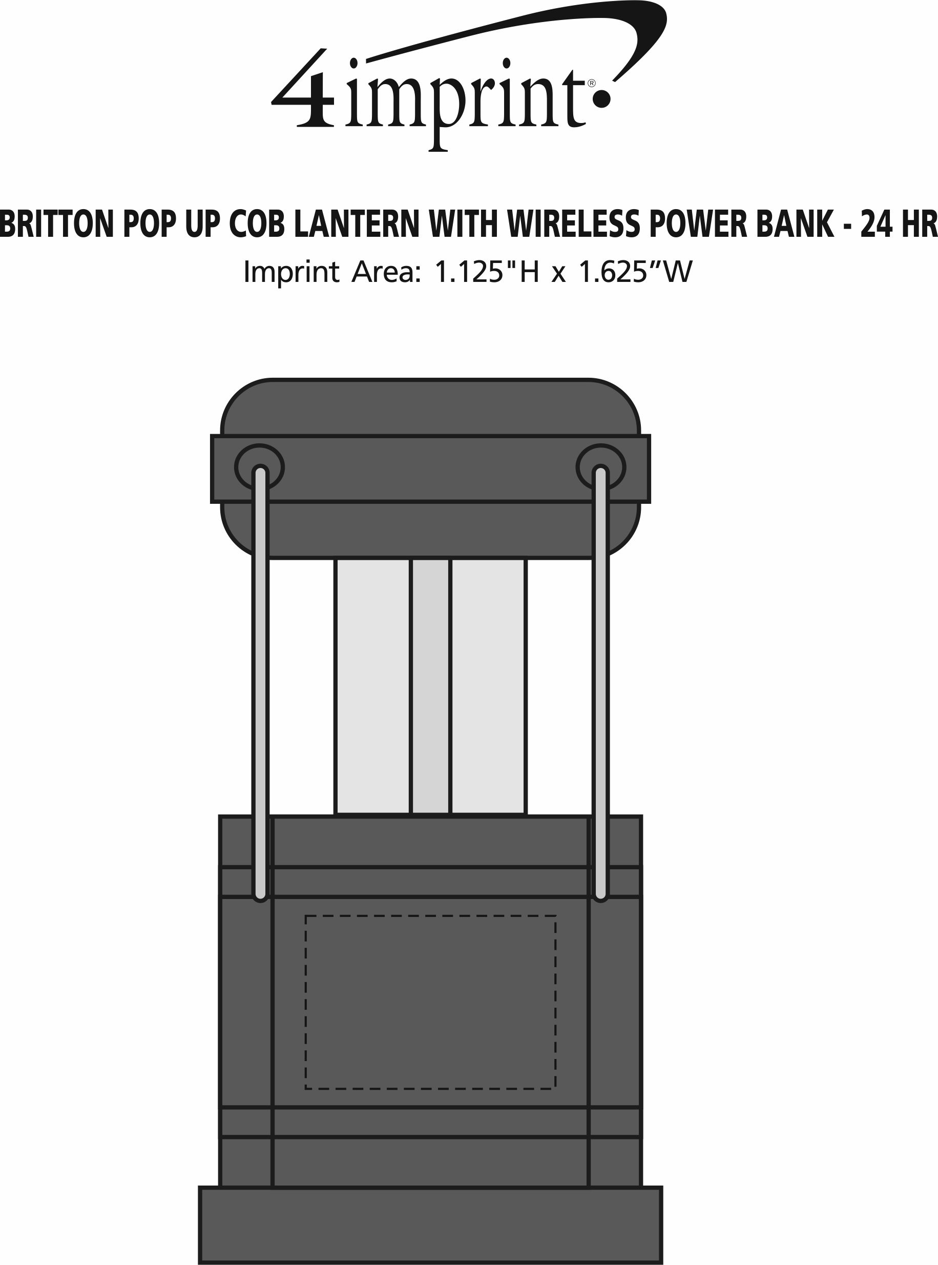 Imprint Area of Britton Pop Up COB Lantern with Wireless Power Bank - 24 hr