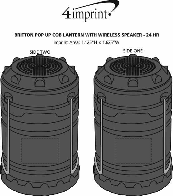 Imprint Area of Britton Pop Up COB Lantern with Wireless Speaker - 24 hr