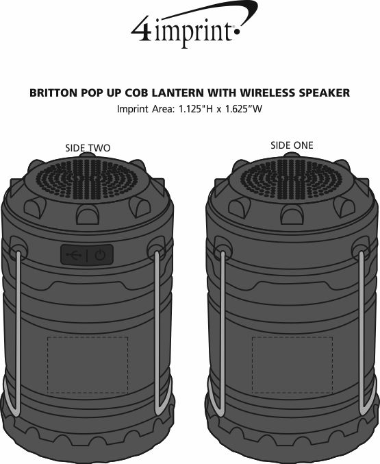 Imprint Area of Britton Pop Up COB Lantern with Wireless Speaker