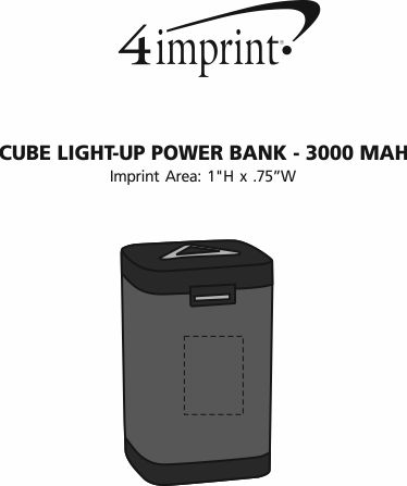 Imprint Area of Cube Light-Up Power Bank - 3000 mAh