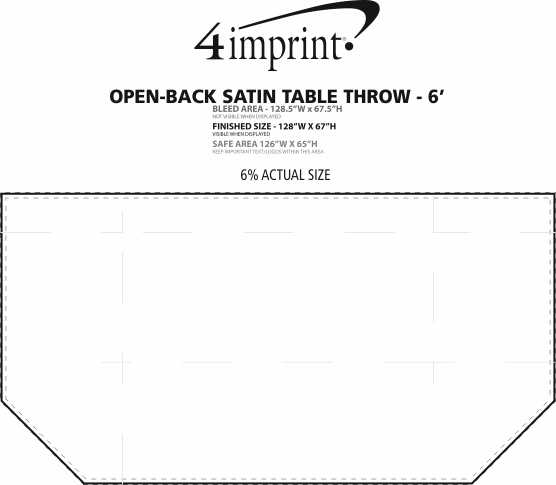 Imprint Area of Serged Open-Back Satin Table Throw - 6'