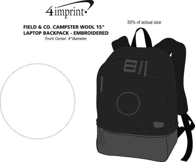 Imprint Area of Field & Co. Campster Wool 15" Laptop Backpack - Embroidered