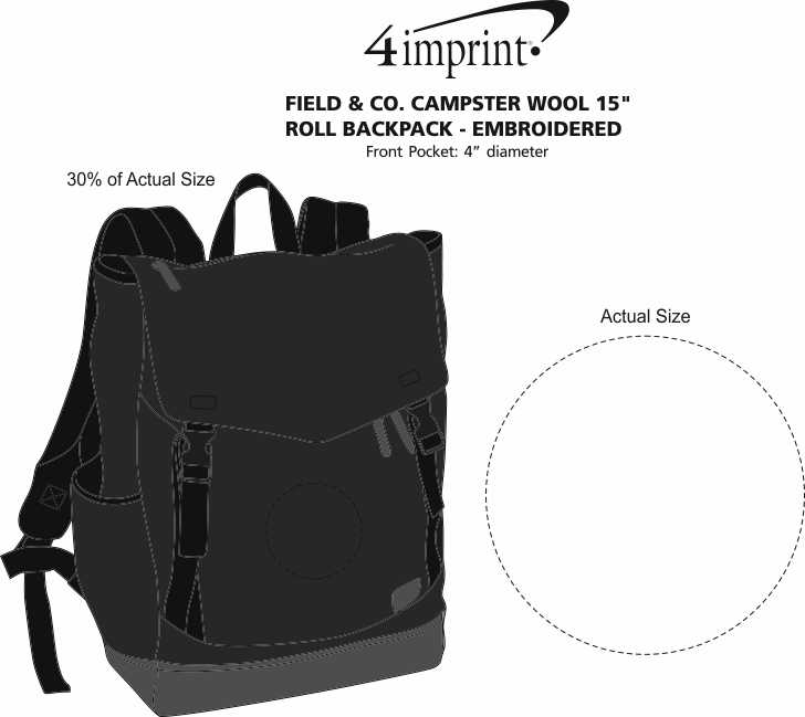 Imprint Area of Field & Co. Campster Wool 15" Laptop Rucksack Backpack - Embroidered