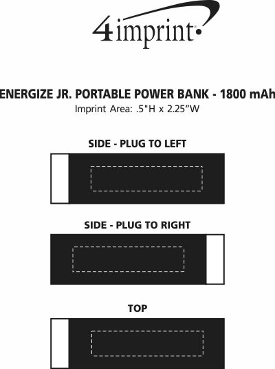Imprint Area of Energize Jr. Portable Power Bank - 1800 mAh