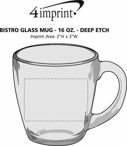 Imprint Area of Bistro Glass Mug - 16 oz. - Deep Etch