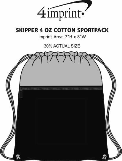 Imprint Area of Skipper 4 oz. Cotton Sportpack