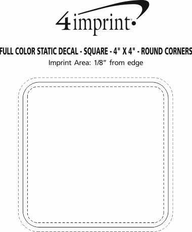 Imprint Area of Full Color Static Decal - Square - 4" x 4" - Round Corners