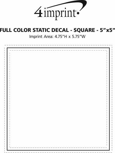 Imprint Area of Full Color Static Decal - Square - 5" x 5"